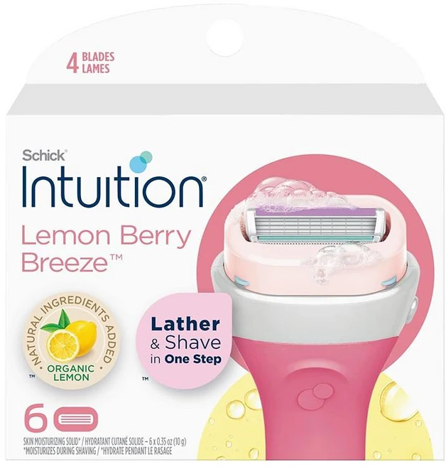 Schick 인투이션 리필 6개입 1팩 레몬 베리 브리즈 Schick Intuition Refill Lemon Berry Breeze Razors - 쿠팡
