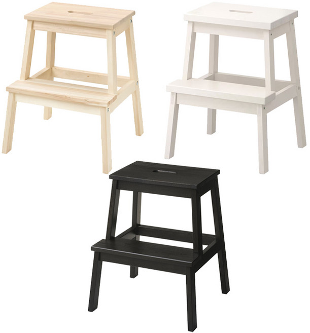 이케아 스텝스툴 원목 화이트 미니 계단 다용도 주방 스툴, 화이트스테인(참나무무늬), 비카 우드