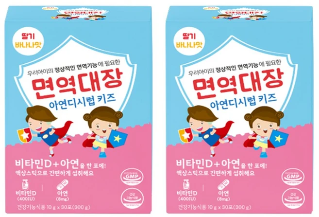 면역대장 아연디시럽 키즈 60포 어린이 유아 아연 면역, 300g, 60개 - 쿠팡
