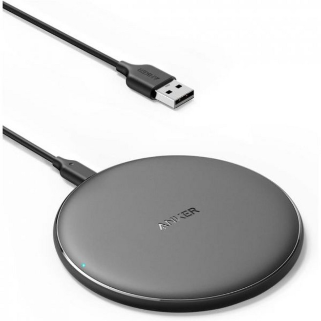 Anker 앤커 313 무선 충전기 패드 Qi 삼성폰용 최대 10W 고속 충전 아이폰호환 16 Plus 15 14 12 AirPods 호환 AC 어댑터 없음 맥세이프 자기 안, Black, Black