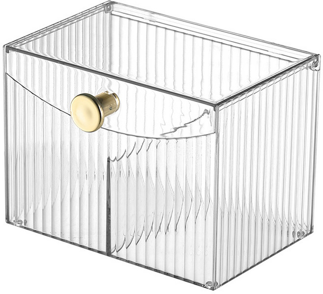 화장솜 면봉 아크릴 보관함 케이스, 1개, 투명 골드02