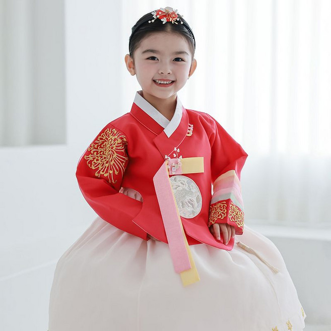 하랑한복 미인랑 키즈 전통 아동 돌잔치 유아 행사 여아 한복 세트