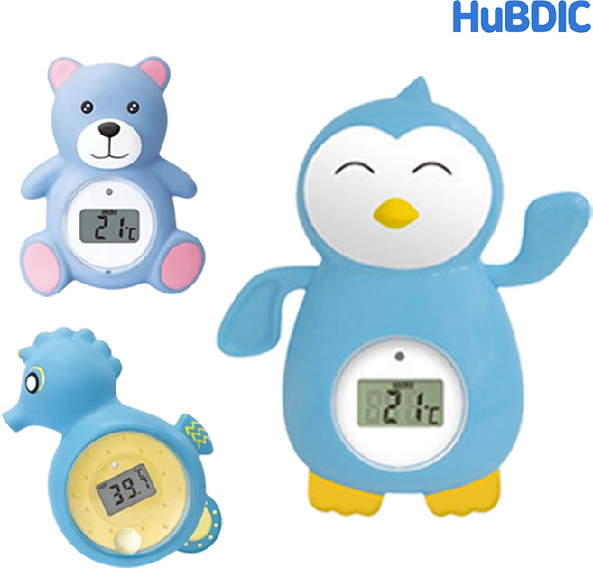 [공식판매처] 휴비딕 탕온도계 곰 펭귄 해마 아기 목욕 화장실 욕실 필수품