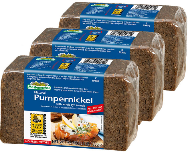 MESTEMACHER Natural Pumpernickel黑麥吐司, 3個, 500g