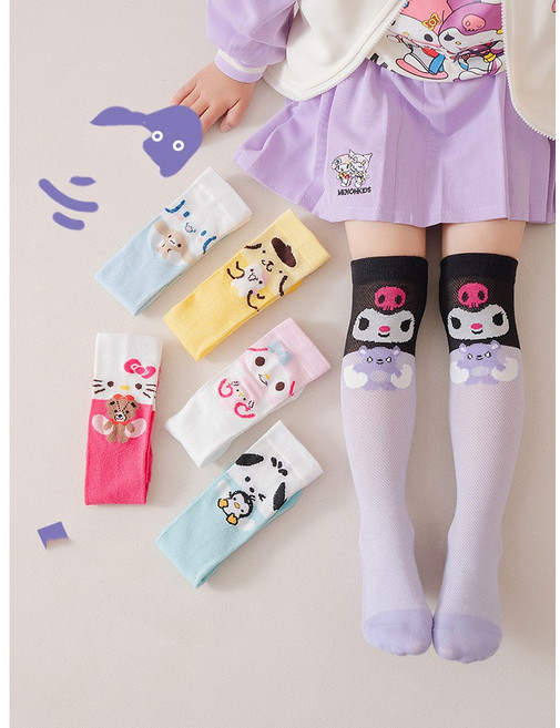 [실버플라워] 여아 긴목 양말세트 니삭스 긴 양말 6종세트 2563-1
