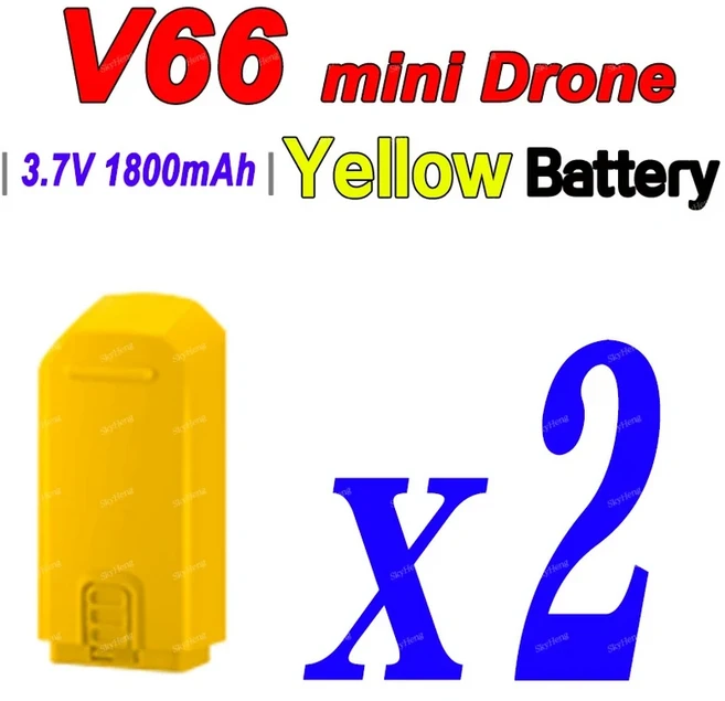 V66 비행기 교체 가능한 배터리 부품 용 기존 미니 RC 드론 3.7V 1800mAh, 14 V66 Yellow BatteryX2, 14 V66 Yellow BatteryX2