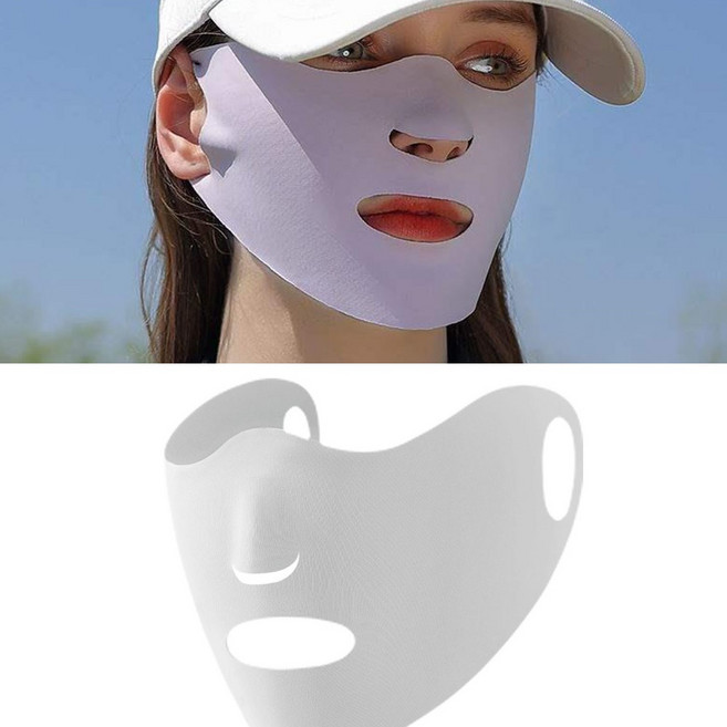 미즈코스 1+1 골프 안면 자외선 차단 마스크 빨아쓰는 스포츠 여름용 햇빛가리개 페이스커버 쿨마스크, 1세트, 그레이+라벤더