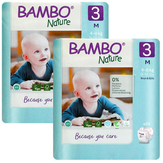 밤보네이처 밤보그린 기저귀 밴드형 3단계 중형 공용 28매X2개