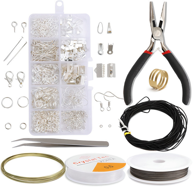 코히모 비즈캡 악세사리 부자재 풀 세트 3W180, 실버 세트, 1세트