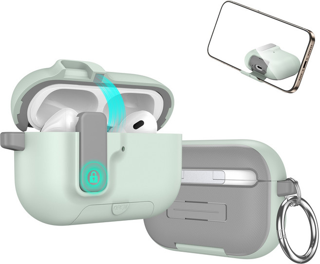 조이스틱 잠금 보호케이스+에어팟 보호케이스+분실방지/그레이/프로3 4겸용, 1개, 녹색, 에어팟프로3
