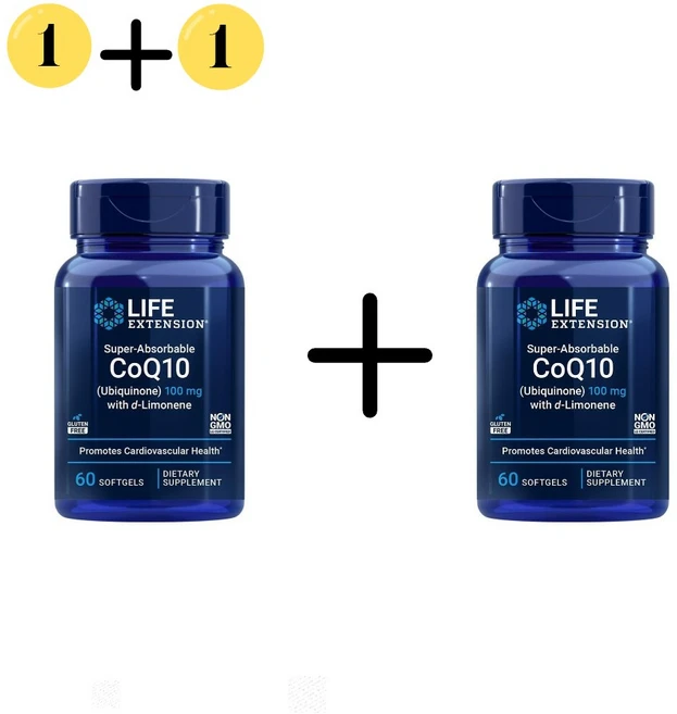 1+1 라이프익스텐션 슈퍼-앱조버블 코큐텐 유비퀴논 100mg D-리모넨 60 캡슐, 60캡슐, 2개, 60정 - 쿠팡