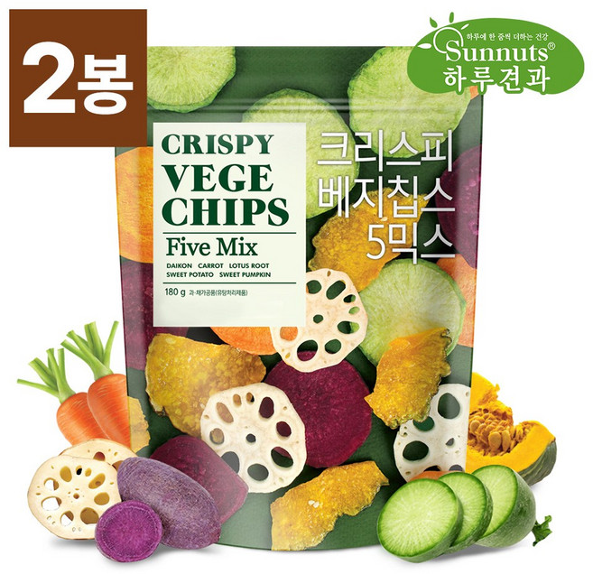 하루견과 크리스피 리얼칩스 5믹스, 180g, 2개