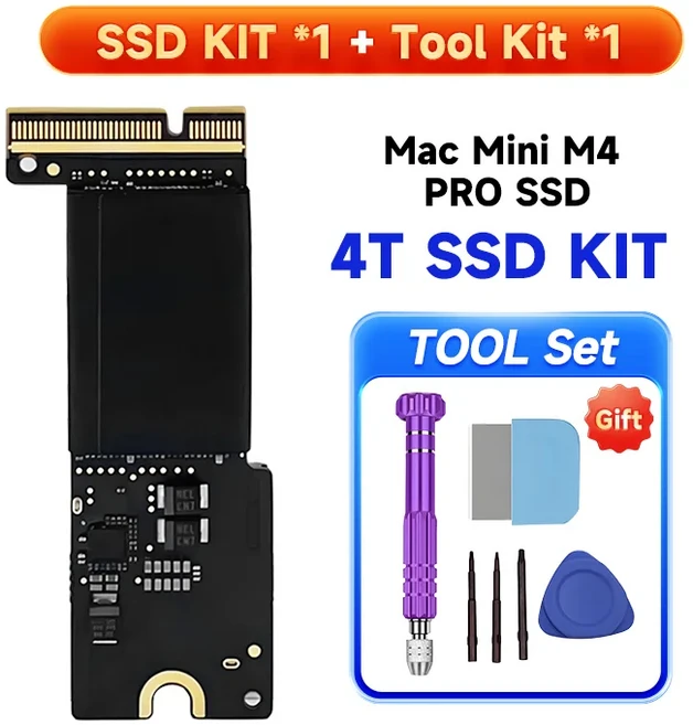 NEW 맥 미니 M4 PRO SSD 2TB/4TB 내장형 솔리드 스테이트 하드 디스크 키트 드라이브 용량 업그레이드 메모, 02 4TB SSD-Kit