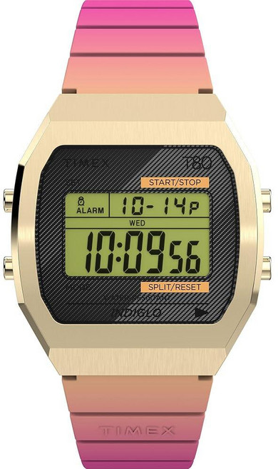 Timex 유니 T80 스틸 36mm 시계 핑크/디지털/골드 톤 원사이즈 36mm T80 스틸