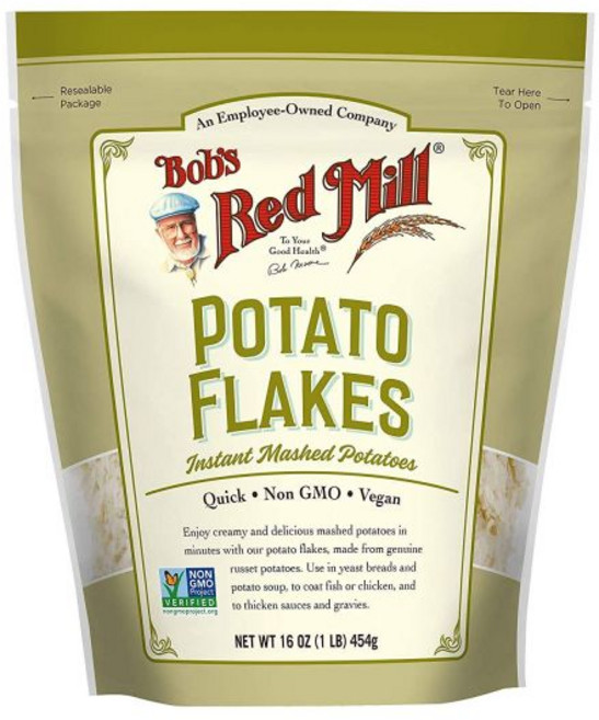Bob's Red Mill 소스 믹스 파우더 가루 밥스 레드 밀 인스턴트 매쉬드 포테이토 크리미 플레이크 16온스 2개 묶음, 454g