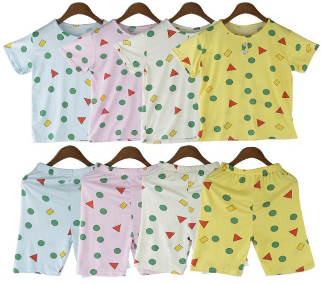 아동 도형 냉감 반팔 잠옷 세트 4컬러 스판 소재