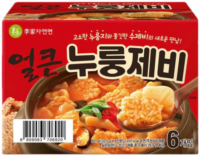 COST 이가자연면 얼큰 누룽제비 133.5g x 6 x 2, 1.602kg, 5개