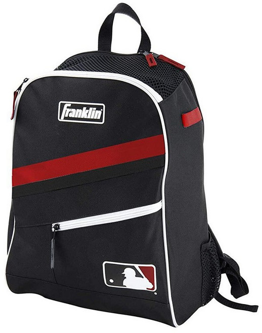 Franklin Sports MLB 배트팩 백 - 청소년 야구 소프트볼 및 티볼 스포츠용 장비 가방 박쥐 보관 2 펜스 후크 포함. 120155, 블랙/레드/화이트, 1개