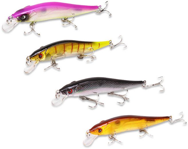 너츠 래틀 인 슬로우싱킹 미노우 4종 세트 배스 쏘가리 농어 삼치 광어 하드베이트 루어, 4색상, 1개, 15g