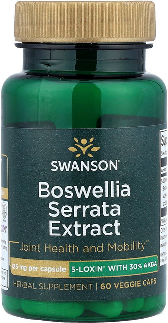 Swanson 스완슨 보스웰리아 세라타 추출물 125mg 60 베지캡 건강보조식품 영양제, 1개, 60정