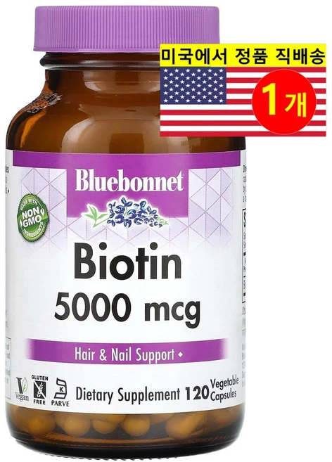 Bluebonnet Nutrition 바이오틴 5000mcg Biotin, 120정, 1개 - 쿠팡