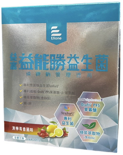Efione 益能勝益生菌 專利雙菌株配方 清檸風味, 2g, 30個
