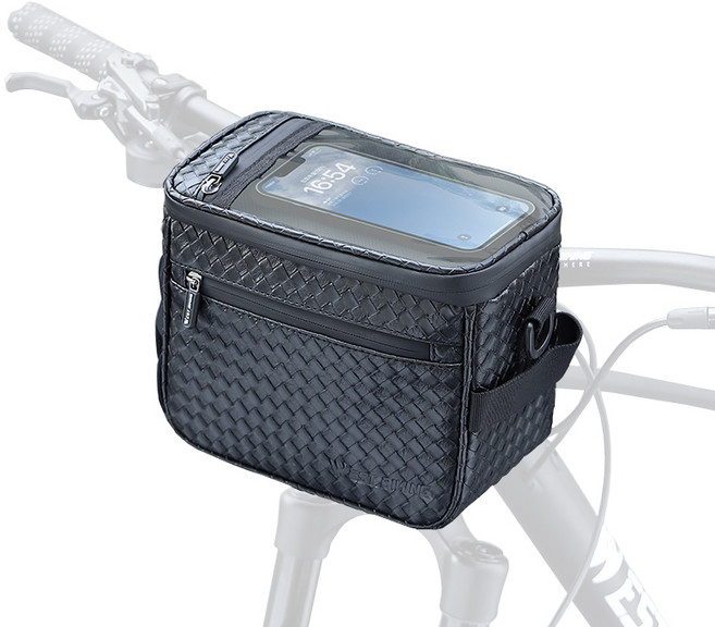 시그니처베이지 자전거 킥보드 핸들바 핸드폰 거치대 가방 YPZ333, 1개, 패턴 블랙