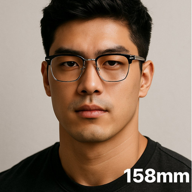 까사루미 남자 빅사이즈 하금테 대두 안경테 158mm