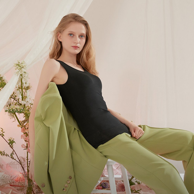 앤 왁스 여성 보정 나시 배쏙티 데일리 면 민소매티 (노캡)