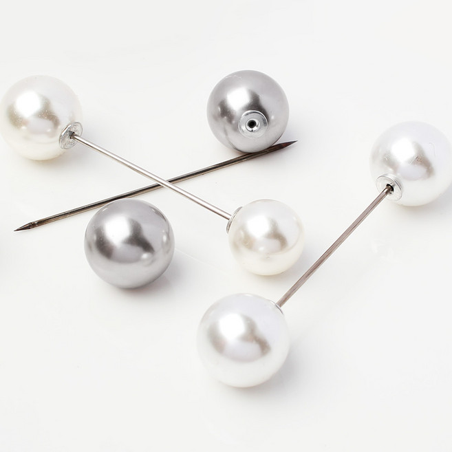 진주 부토니에 밍크 옷핀 패션 부토니에 만들기, 02)진주부토니에-중-14x12-그레이, 1개