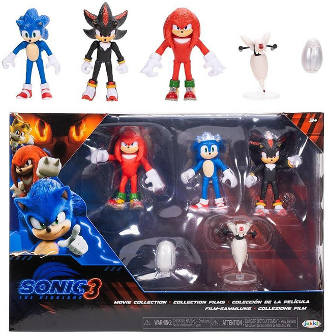 정품++ Sonic 소닉 영화 액션 피규어 3개 6.4cm(2.5인치) 수집가 멀티 팩 너클 섀도우 버즈 봄버 및 드론 포함 - 공식 라이선스, 정품++ Sonic 소닉 영화 액션 피규어 3개, 6.