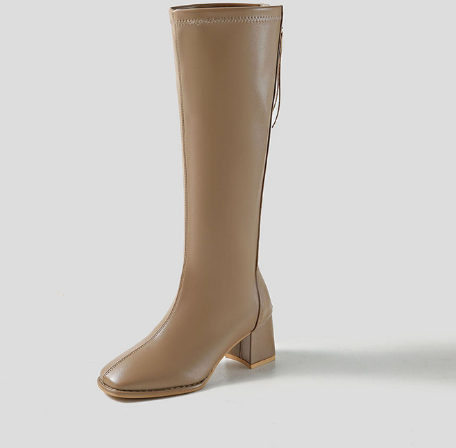 렌느 스퀘어 통굽 롱부츠(6cm)