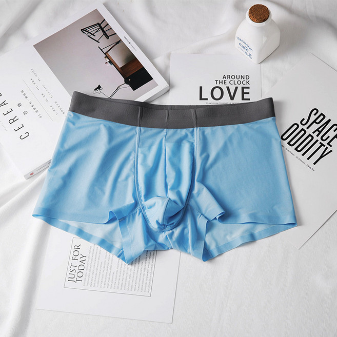 男士超薄冰絲內褲 男士褲頭冰絲男士內褲冰痕中腰透氣純色四角褲