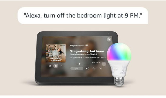 Amazon Echo Show 8 스마트 디스플레이 Alexa 스마트 컬러 전구, Charcoal