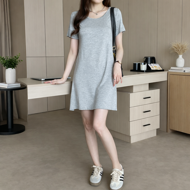 티엔시아 미니 미디 롱 모달 반팔 원피스 3종