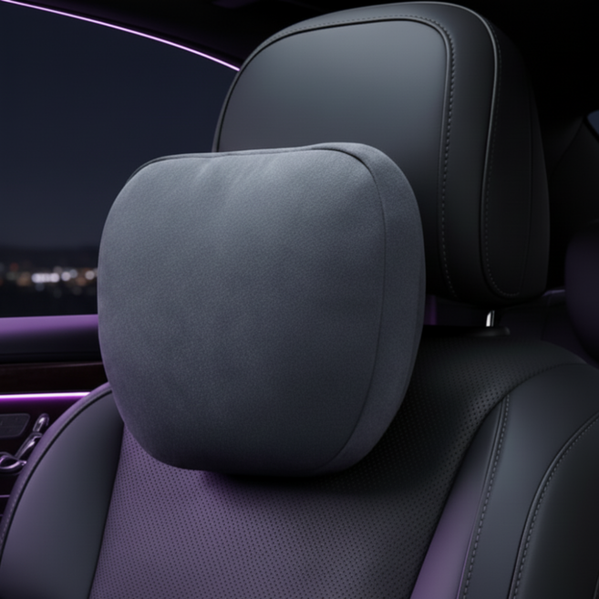 구디아 1+1 목이 편안한 스웨이드 차량용 목쿠션, 2개, 블랙