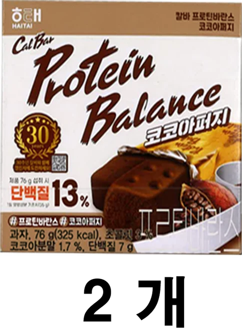 해태제과 칼바 프로틴 바란스 코코아퍼지, 76g, 2개 - 쿠팡
