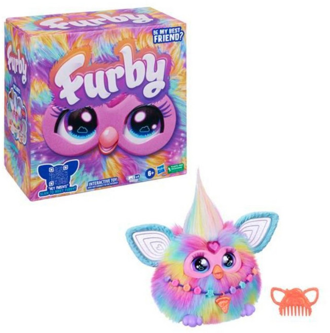 Furby 菲比小精靈 電子互動絨毛玩偶 (彩色), 1個
