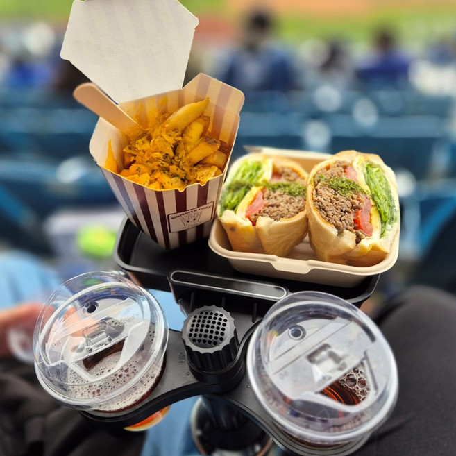 휴대용 야구장 경기장 테이블 휴대용 야구장 컵홀더 간이 트레이, 1개