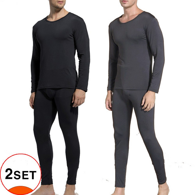 라온 1+1 소변구 있는 남성 초극세사 기모 발열내복 초경량 내복 상하의 2세트