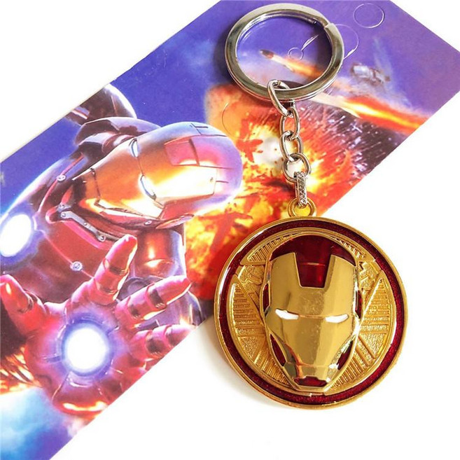 마블 어벤져스 아이언맨 스파이더맨 열쇠고리 자동차 키홀더 펜던트, 아이언맨 골드, 1개