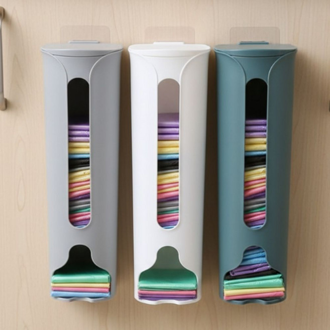 브라이프 쏙넣고 쓱 뽑아쓰는 비닐봉투 정리함, 1세트, 화이트 1p+그레이 1p+블루1p