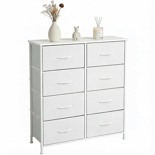 패브릭 서랍장 4단8서랍 다용도수납장 모던 거실수납장, 화이트