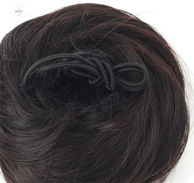 똥머리 헤어망가발 브라운 똥머리집게핀대형, 1개