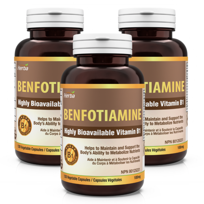 벤포티아민 100mg 120베지캡슐 활성형 비타민 B1 고함량 지용성 비타민 허바캐나다, 3개, 120정