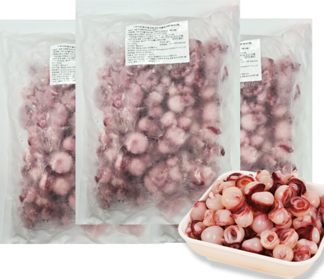 홍홍 중국식품 냉동 자숙 오징어 빨판 하이링구 해링구, 3개