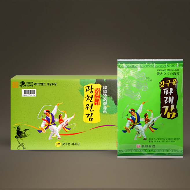 광천원김 갓 파래김 전장김 갓구운 파래김18gX8봉, 8개, 18g