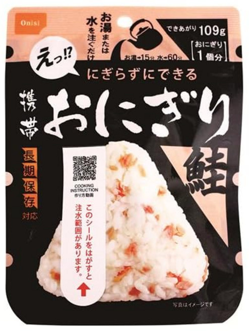 오니시 식품 알파 쌀 휴대용 주먹밥 연어 42g×15봉 (비상식량·보존식), 1개, 1g