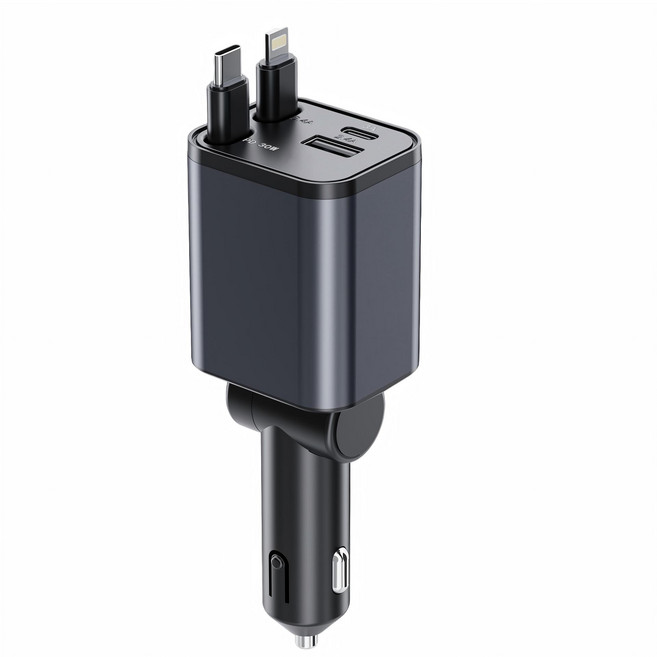 SUNRIVER 선리버 MINI 차량용 초고속 충전기 릴타입 동시4대충전 차량용 고속충전기 작아진 1세대 업그레이드 작아지고 강력해지고 가격은 저렴해진 타입C 애플 2개 옵션, PT-SX16-2new, 타입C+애플