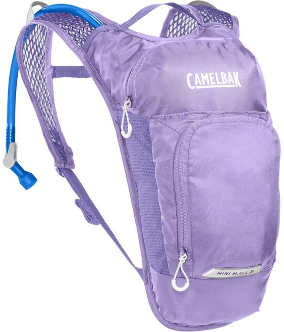 CamelBak 미니 M.U.L.E. 하이킹 및 자전거용 아동용 하이드레이션 백팩 - 1.4kg(50온스) 핑크/플라워, Lavender 2.0